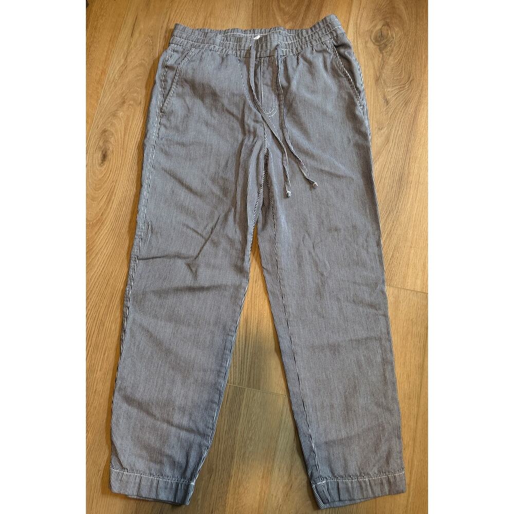 GAP Cotton Easy Pant Size XS Blue and White Stripe Drawstring Elastic Waist